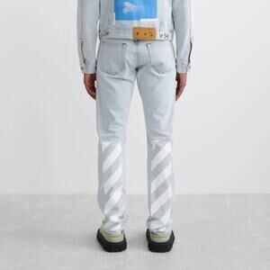 EUC Off-White Diagonal Stripe Patchwork Slim Jeans Size 26 Virgil Abloh Rare Y2K